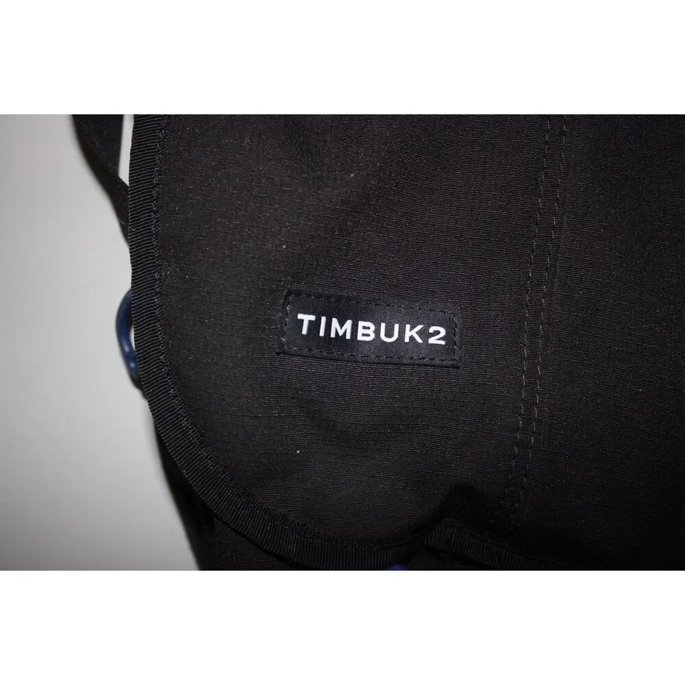 Timbuk2 Black Messenger Bag Blue Lining Adjustable Crossbody Strap